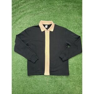 Zara Blue Tan Contrast Zip Polo Sweater‎ Men's Small